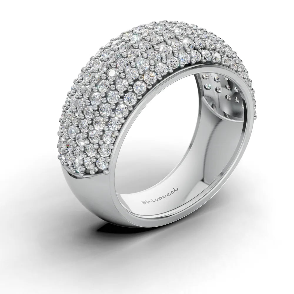 Finished white gold pavé dome band render