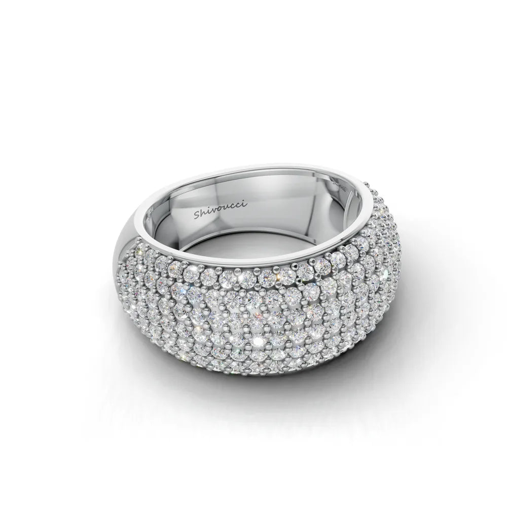 Domed pavé band ring design in white gold